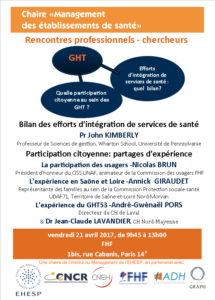 Groupements hospitaliers de territoires (GHT), quelle participation citoyenne ? – 21 avril 2017