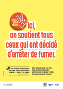 Affiche Mois sans tabac - Ici on soutient tous ceux qui ont décidé d'arrêter de fumer