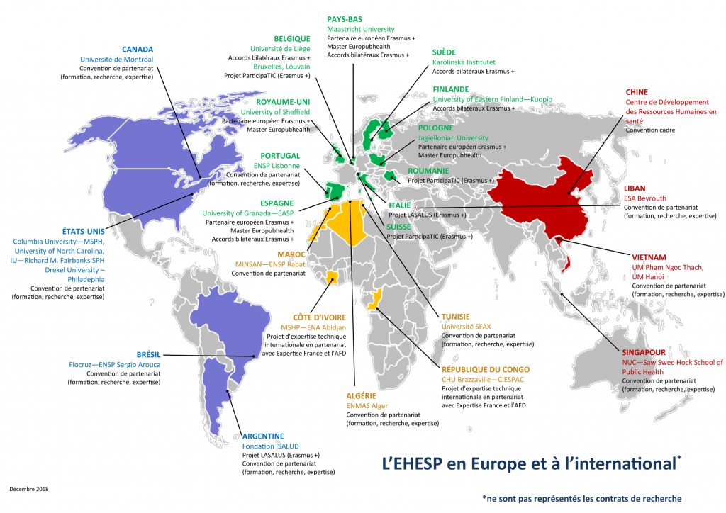 Carte des partenaires de l'EHESP (Décembre 2018)