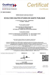 Certificat Qualiopi EHESP 2026-2029