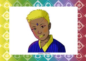 Exemple de carte personnage (Ourani) issue du jeu "Les Défis de Minach" - Illustration : Chloé Nico